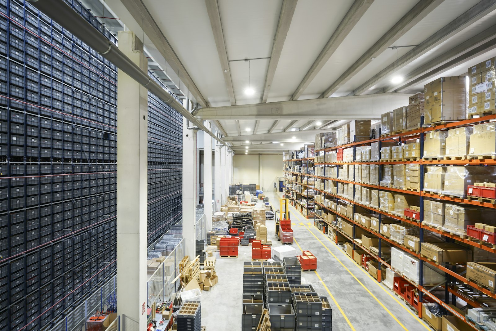 A long market aisle receding into the distance